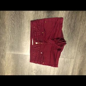 Burgundy High Waisted Shorts